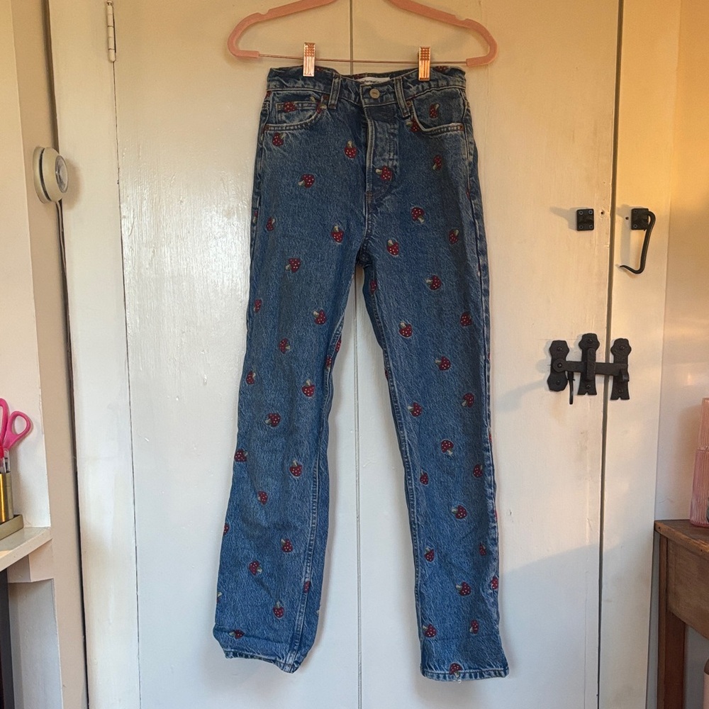 Reformation Mushroom Embroidered Jeans